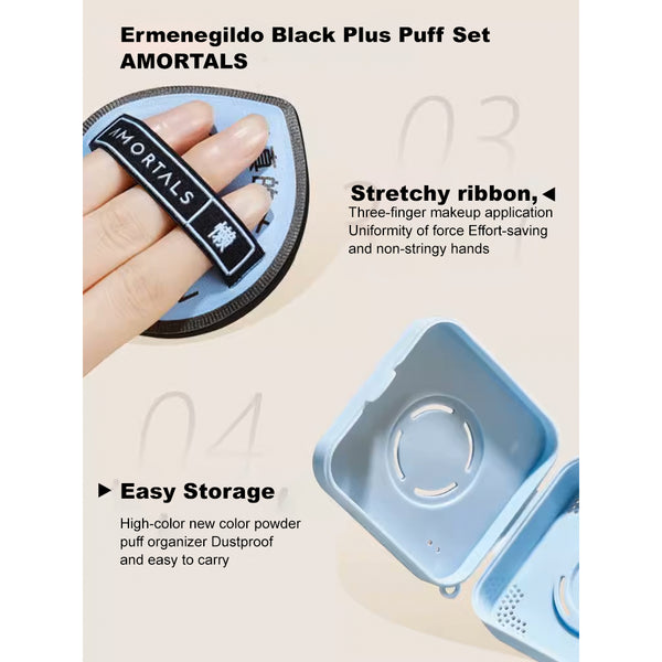 (COCO EXCLUSIVE) AMORTALS Black Plus Makeup Puff Set 尔木萄黑加气垫棉花糖定妆粉扑 (PREORDER)