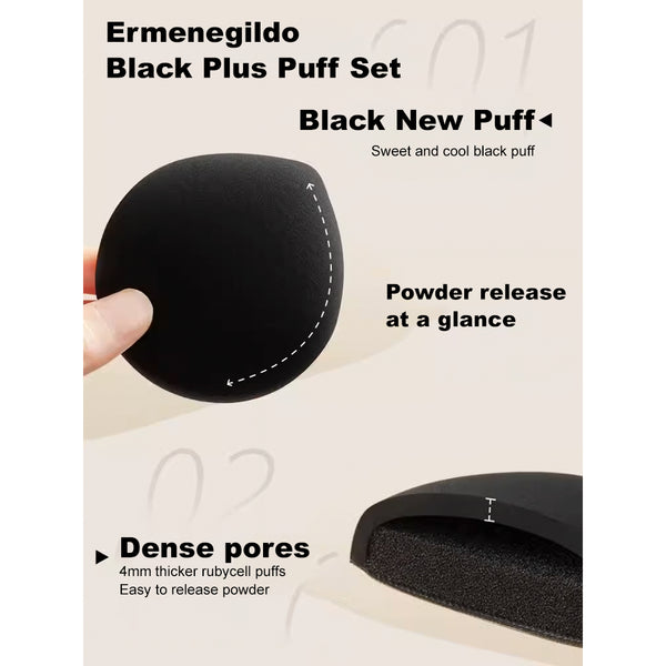 (COCO EXCLUSIVE) AMORTALS Black Plus Makeup Puff Set 尔木萄黑加气垫棉花糖定妆粉扑 (PREORDER)