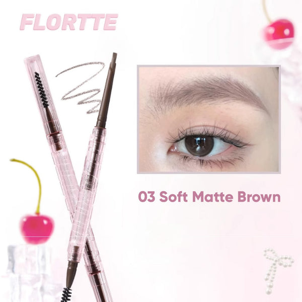 (COCO EXCLUSIVE) FLORTTE Dimensional Chopper Eyebrow Pencil 花洛莉亚立体小砍刀眉粉笔防水持久自然眉笔