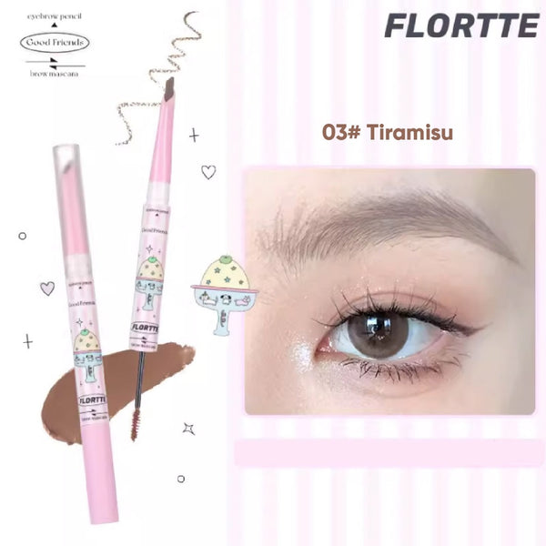 (COCO EXCLUSIVE) FLORTTE Good Fat Friend Club Double-Headed Eyebrow Pencil 花洛莉亚好胖友双头染眉膏刀峰眉笔