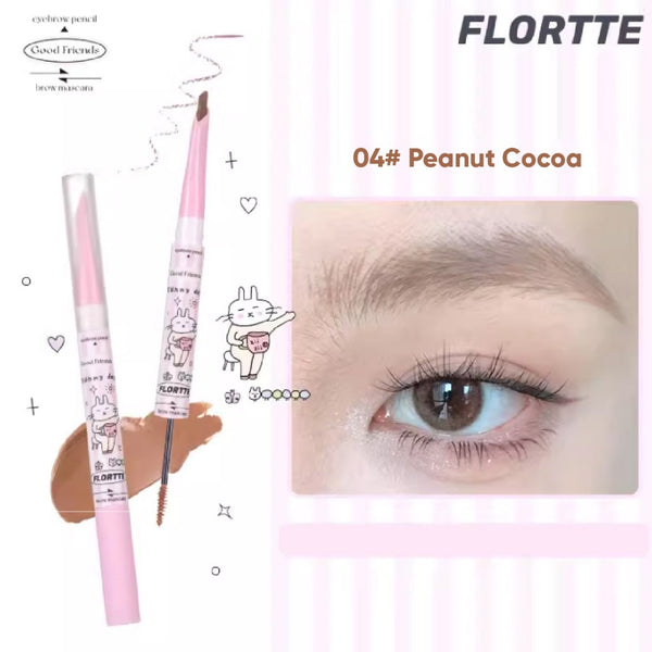(COCO EXCLUSIVE) FLORTTE Good Fat Friend Club Double-Headed Eyebrow Pencil 花洛莉亚好胖友双头染眉膏刀峰眉笔