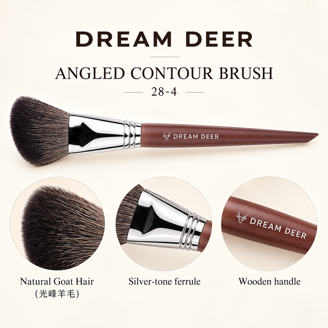Dream Deer Angled Contour Brush — Professional Series 28-4 — material details
