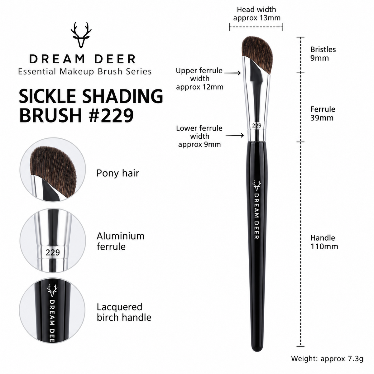 Dream Deer Sickle Shading Brush #229 measurements