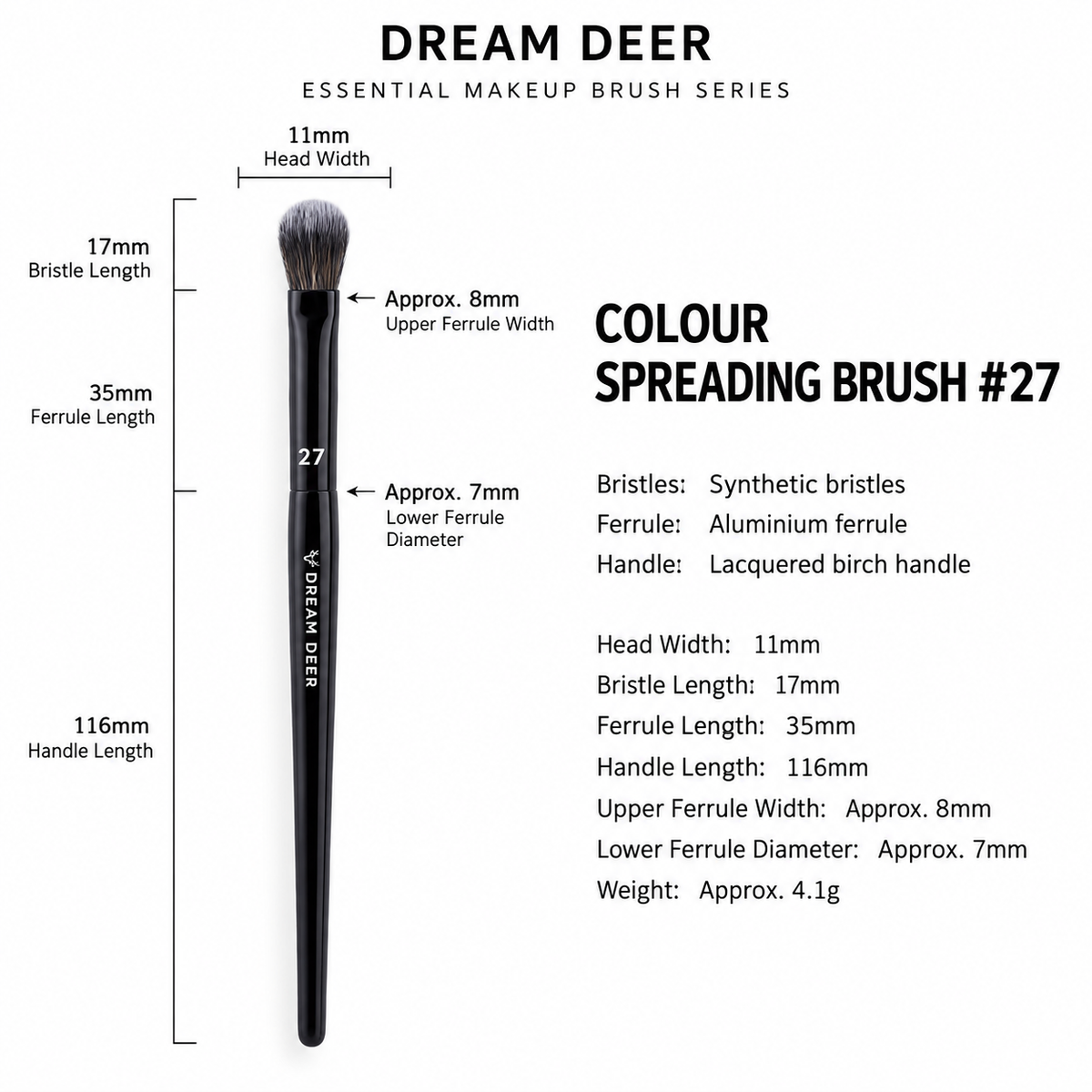 Dream Deer Colour Spreading Brush #27 measurements