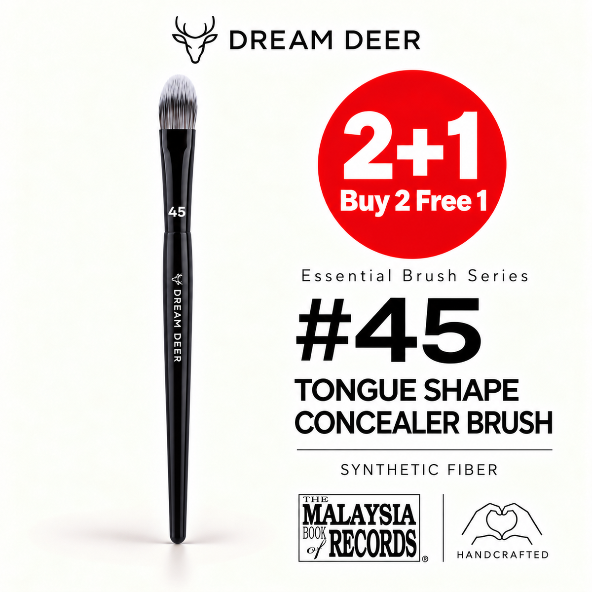 Dream Deer #45 TONGUE SHAPE CONCEALER BRUSH — SYNTHETIC FIBER — Buy 2 Free 1 cover