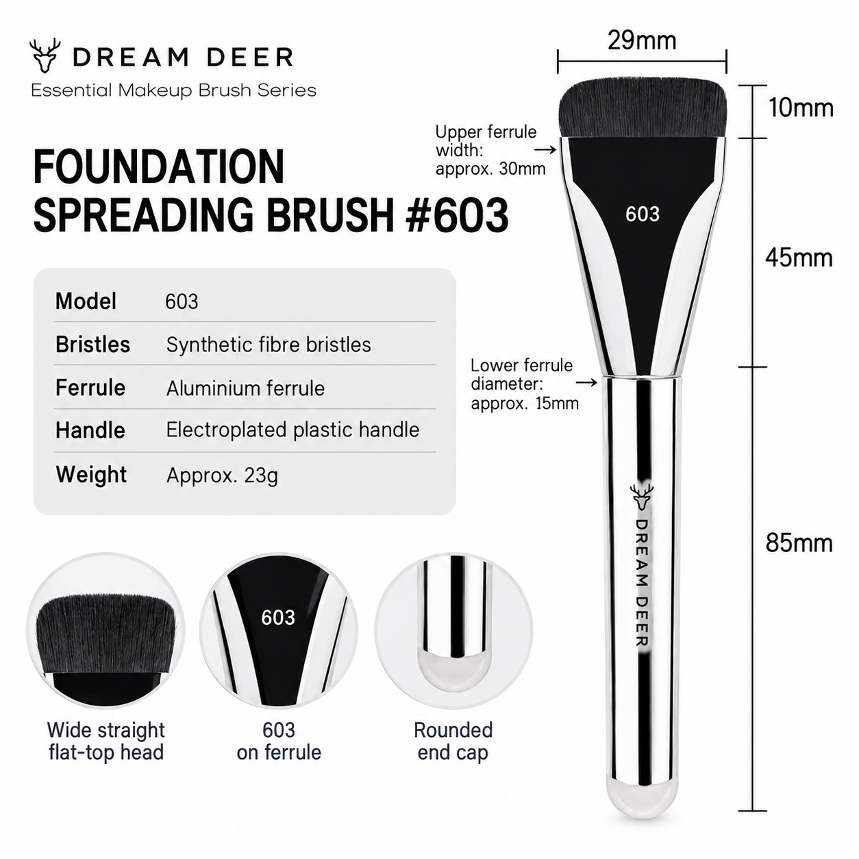 Dream Deer Foundation Spreading Brush 603 dimensions