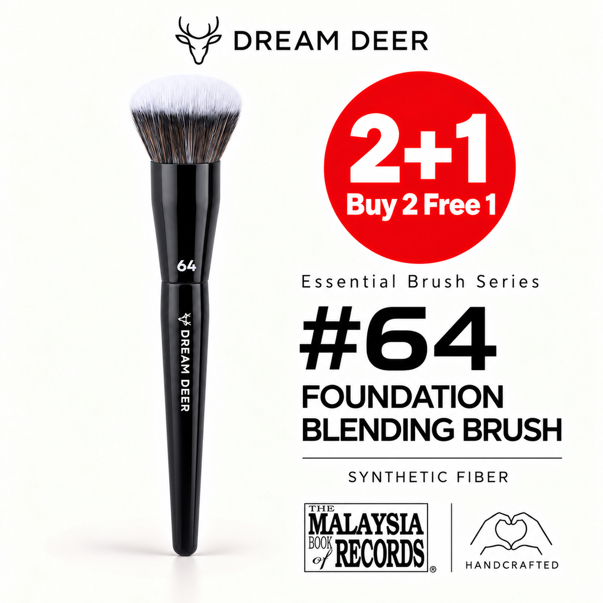Dream Deer #64 FOUNDATION BLENDING BRUSH — SYNTHETIC FIBER — Buy 2 Free 1 cover