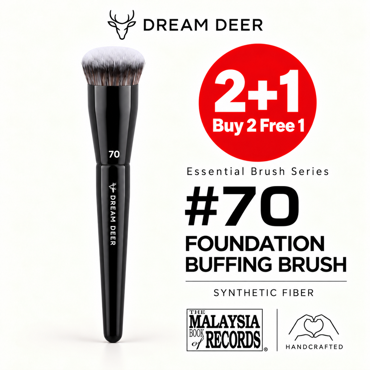Dream Deer #70 FOUNDATION BUFFING BRUSH — SYNTHETIC FIBER — Buy 2 Free 1 cover