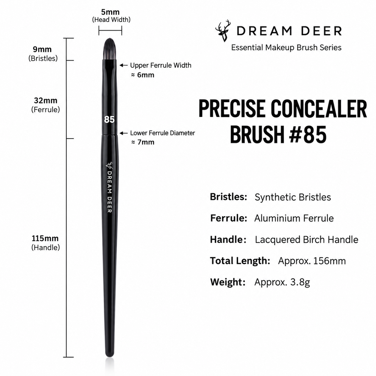 Dream Deer Precise Concealer Brush #85 measurements