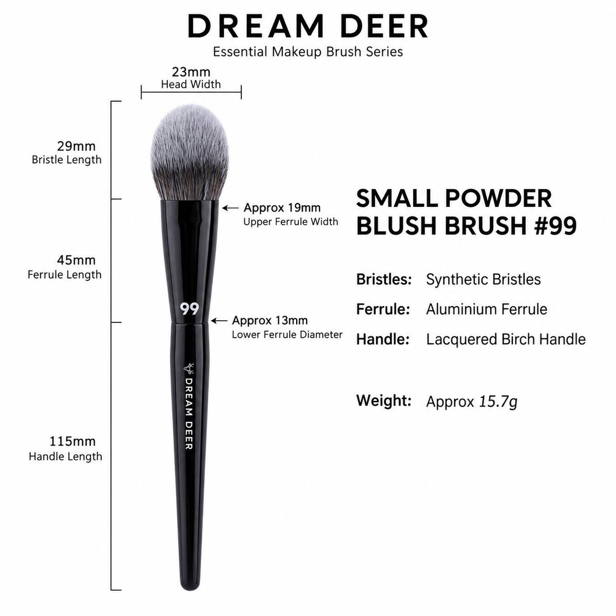 Dream Deer Small Powder Blush Brush #99 measurements