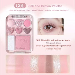 GOGO TALES All In One Sweet Heart Eyeshadow Blush Highlighter Gogotales 戈戈舞爱心眼影盘贴贴甜心腮红眼影盘