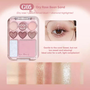 GOGO TALES All In One Sweet Heart Eyeshadow Blush Highlighter Gogotales 戈戈舞爱心眼影盘贴贴甜心腮红眼影盘