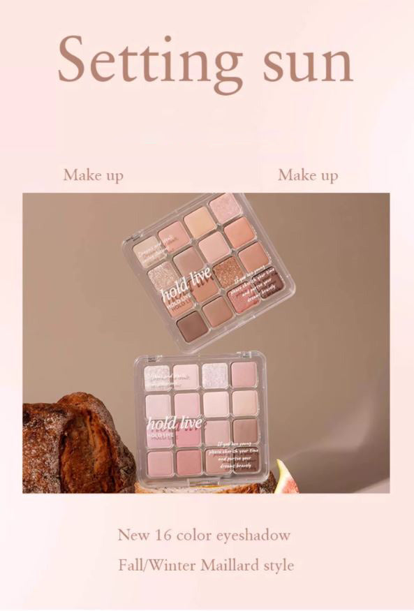 HOLD LIVE Checkered 16-Color Eyeshadow Palette Holdlive 方格16色眼影盘粉棕色眼影