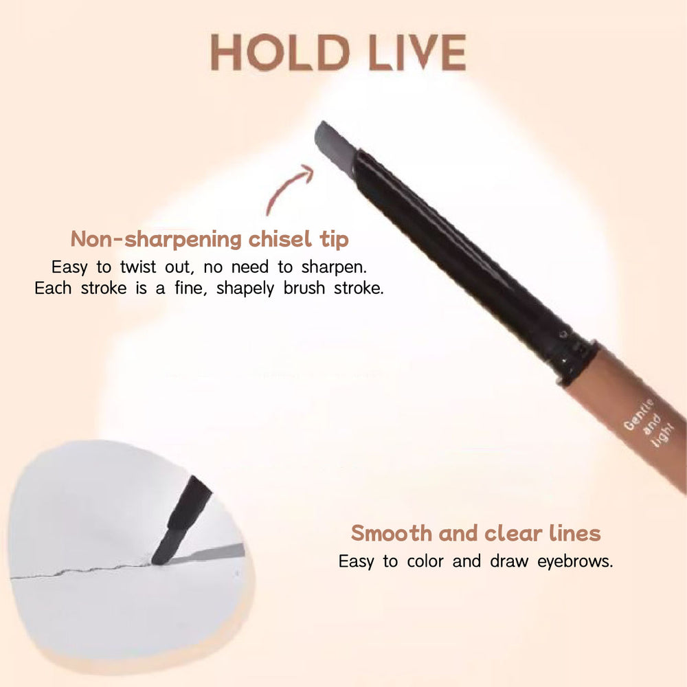 HOLD LIVE Natural Soft Mist Eyebrow Pencil Long Lasting Waterproof Holdlive 自然柔雾眉笔 防水防汗持久