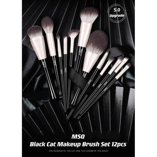 MSQ Black Cat Makeup Brush Set 魅丝蔻12支黑猫化妆刷套装全套 (12 Pcs)