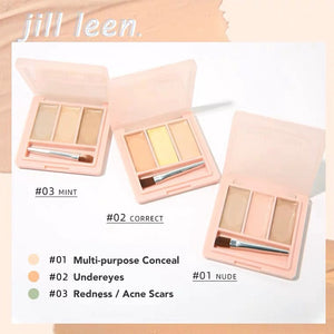 JILL LEEN Triple Shade Cream Concealer Palette Jillleen 三色平衡遮瑕盘 遮瑕盘眼下遮瑕