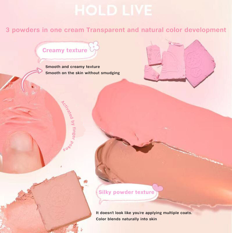 HOLD LIVE Little Pink Frozen Blush Powder Mist 4-Colour Blush Holdlive 小粉冻腮红粉雾四色腮红膏