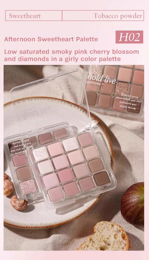 HOLD LIVE Checkered 16-Color Eyeshadow Palette Holdlive 方格16色眼影盘粉棕色眼影