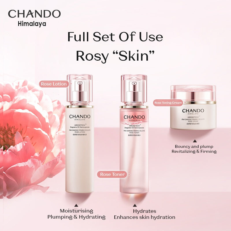 CHANDO Himalaya Pink Diamond Firming Delicate Rose Toner Cream Set 110ml + 55g 自然堂粉钻紧致细嫩玫瑰水霜套组 110ml + 55g