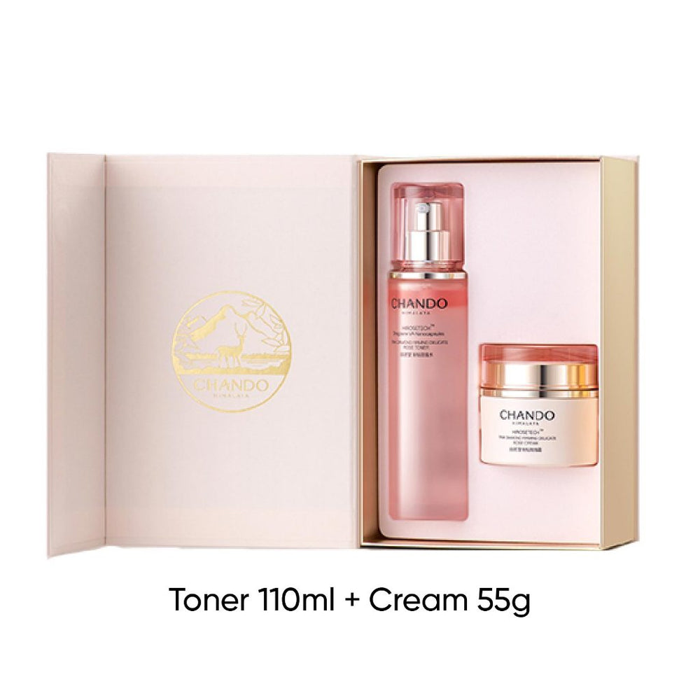 CHANDO Himalaya Pink Diamond Firming Delicate Rose Toner Cream Set 110ml + 55g 自然堂粉钻紧致细嫩玫瑰水霜套组 110ml + 55g