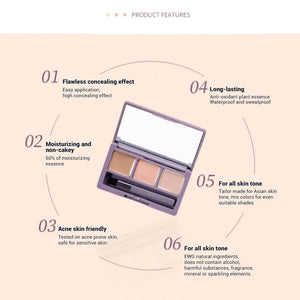 AMORTALS Korea Cream Concealer Palette Amortals 韩国尔木萄三色遮瑕盘