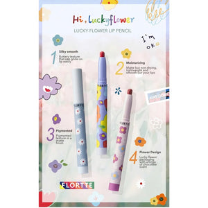 FLORTTE Lucky Flower Lipstick Pencil Velvet Matte Lipstick Flortte 花洛莉亚幸运花花唇膏笔 丝绒哑光唇膏口红