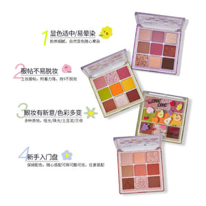 FLORTTE Chic Chic Eyeshadow Palette Earth Tone Flortte 花落利亚Chic Chic叽叽喳喳9色眼影盘 大地系列易搭配 初学者学生党必入 - 9 Shades