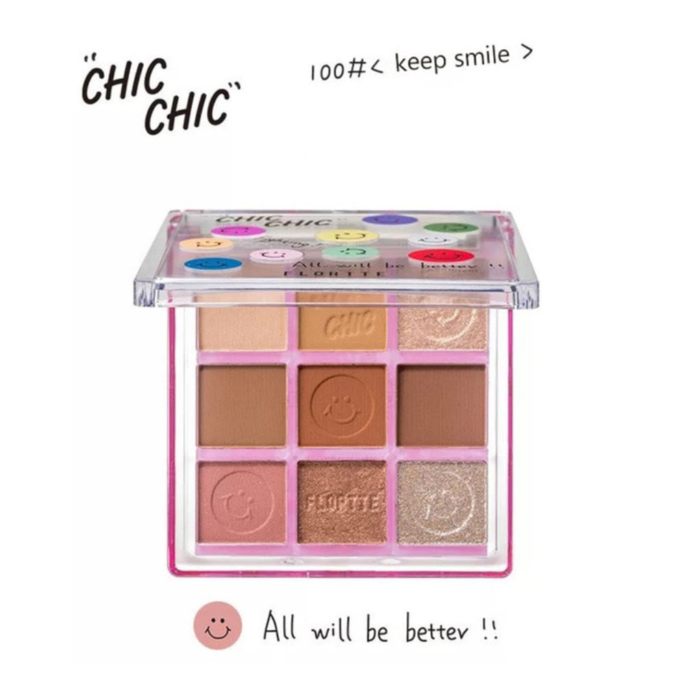 FLORTTE Chic Chic Eyeshadow Palette Earth Tone Flortte 花落利亚Chic Chic叽叽喳喳9色眼影盘 大地系列易搭配 初学者学生党必入 - 9 Shades