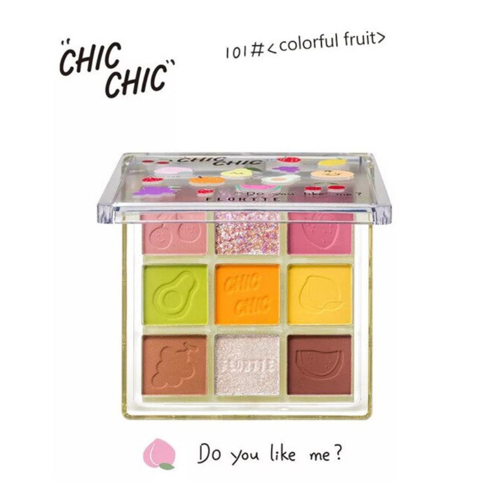 FLORTTE Chic Chic Eyeshadow Palette Earth Tone Flortte 花落利亚Chic Chic叽叽喳喳9色眼影盘 大地系列易搭配 初学者学生党必入 - 9 Shades