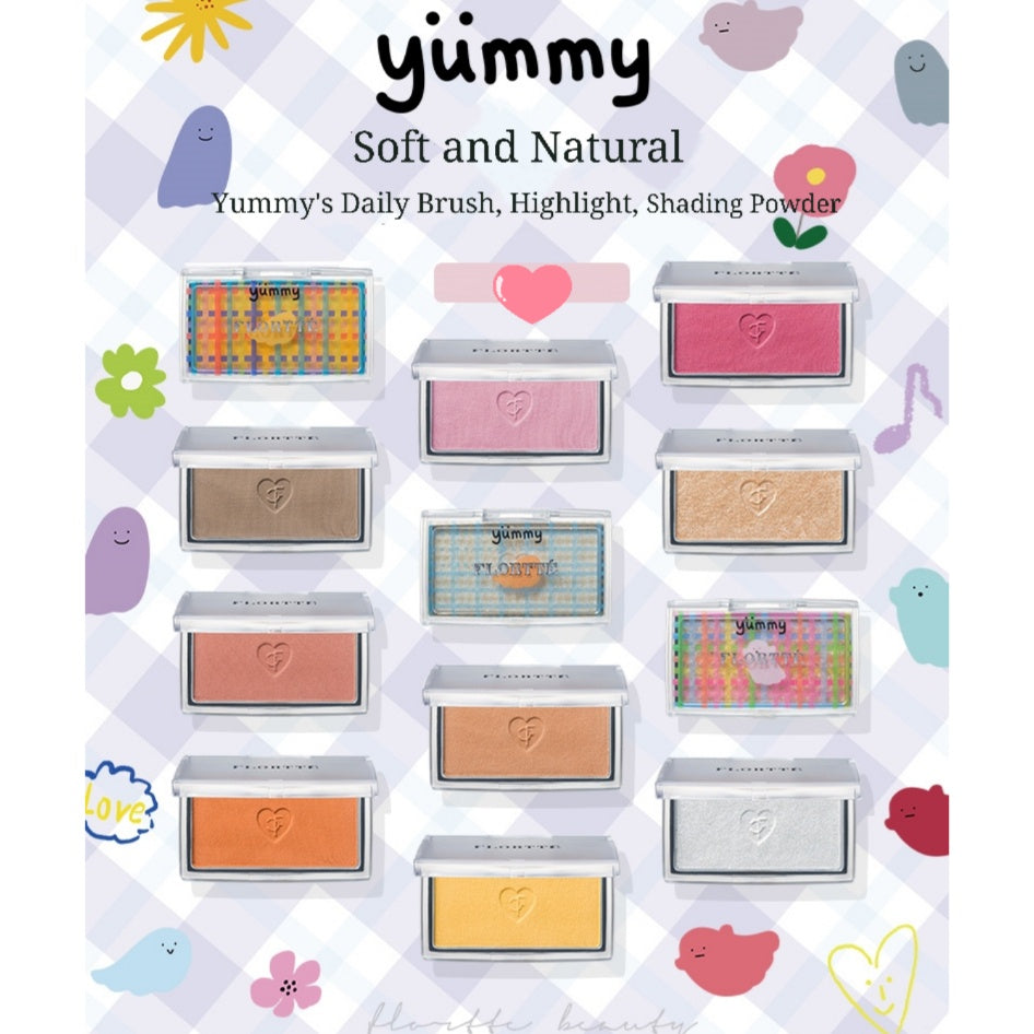 FLORTTE Yummy's Daily Blush Highlight Contour 花洛利亚Flortte心跳蹦蹦系列腮红高光打亮修容饼