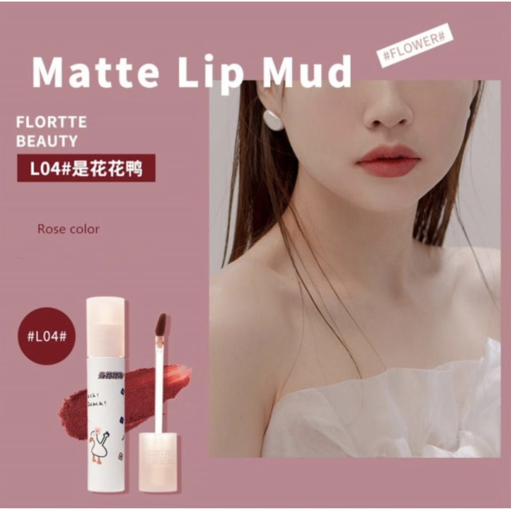 FLORTTE Quak! Matte Lip Mud Flortte Lipstick 花洛莉亚鸭鸭唇泥 显色持久滋润唇膏口红唇釉