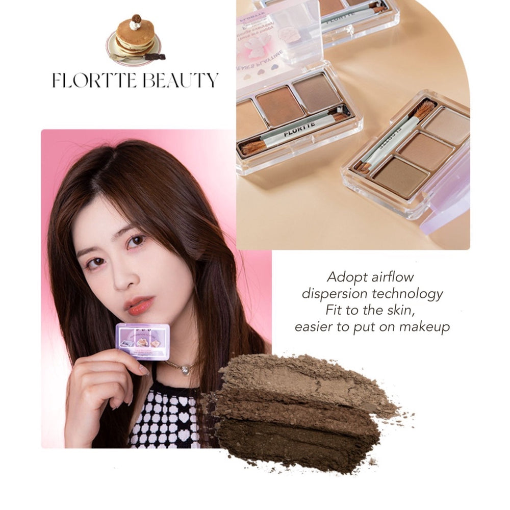 FLORTTE Triple Shade Eyebrow Powder Flortte 花落利亚自然柔雾三色眉粉