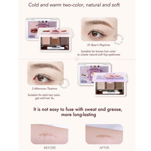 FLORTTE Triple Shade Eyebrow Powder Flortte 花落利亚自然柔雾三色眉粉