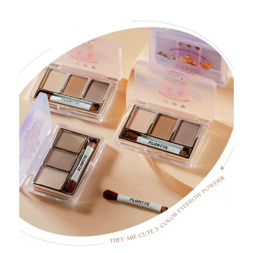 FLORTTE Triple Shade Eyebrow Powder Flortte 花落利亚自然柔雾三色眉粉