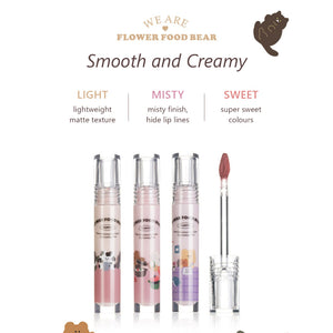 FLORTTE Flower Food Bear Series Lip Mud Lipstick Flortte 拜托啦花菜熊系列奶糕唇霜