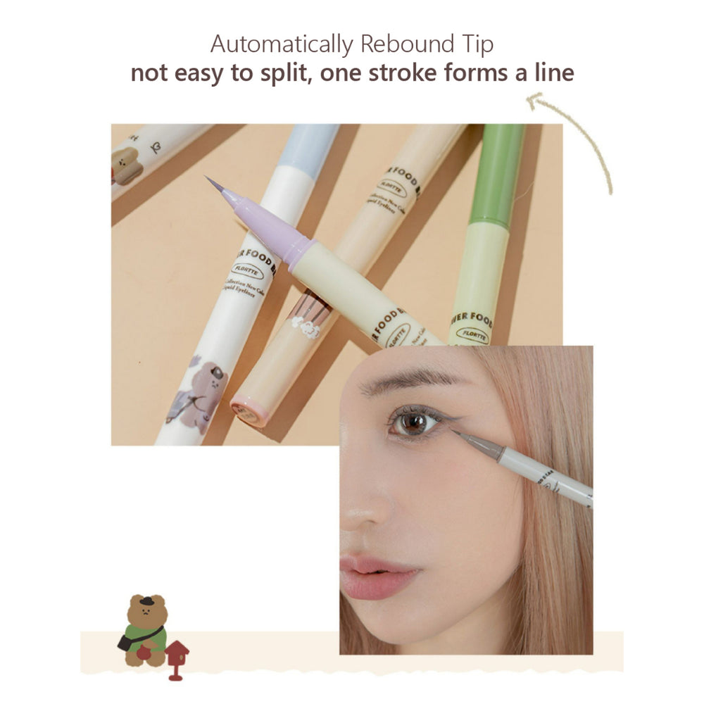 FLORTTE Flower Food Bear Series Long-lasting Quick-drying Ultra-fine Waterproof Eyeliner Flortte 拜托啦花菜熊系列眼线液笔