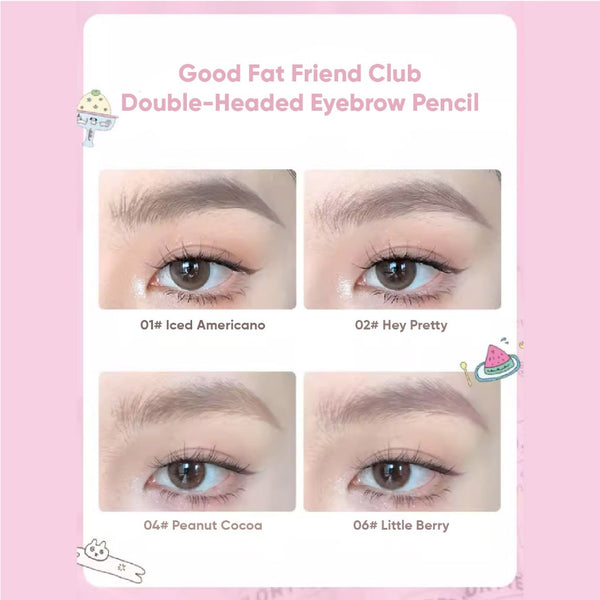 (COCO EXCLUSIVE) FLORTTE Good Fat Friend Club Double-Headed Eyebrow Pencil 花洛莉亚好胖友双头染眉膏刀峰眉笔