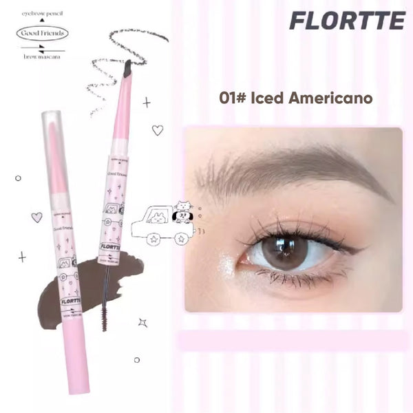 (COCO EXCLUSIVE) FLORTTE Good Fat Friend Club Double-Headed Eyebrow Pencil 花洛莉亚好胖友双头染眉膏刀峰眉笔