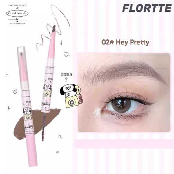 (COCO EXCLUSIVE) FLORTTE Good Fat Friend Club Double-Headed Eyebrow Pencil 花洛莉亚好胖友双头染眉膏刀峰眉笔