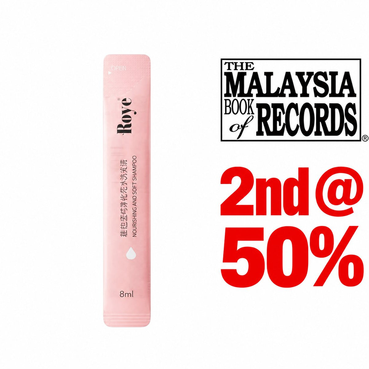 ROYE Nourishing And Soft Shampoo Travel Size (8ml) — 2nd @ 50% | Malaysia Book of Records