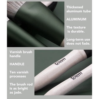 MSQ Green Glass Makeup Brush Set 魅丝蔻12支颜九绿琉璃化妆刷套装全套 (12 Pcs)