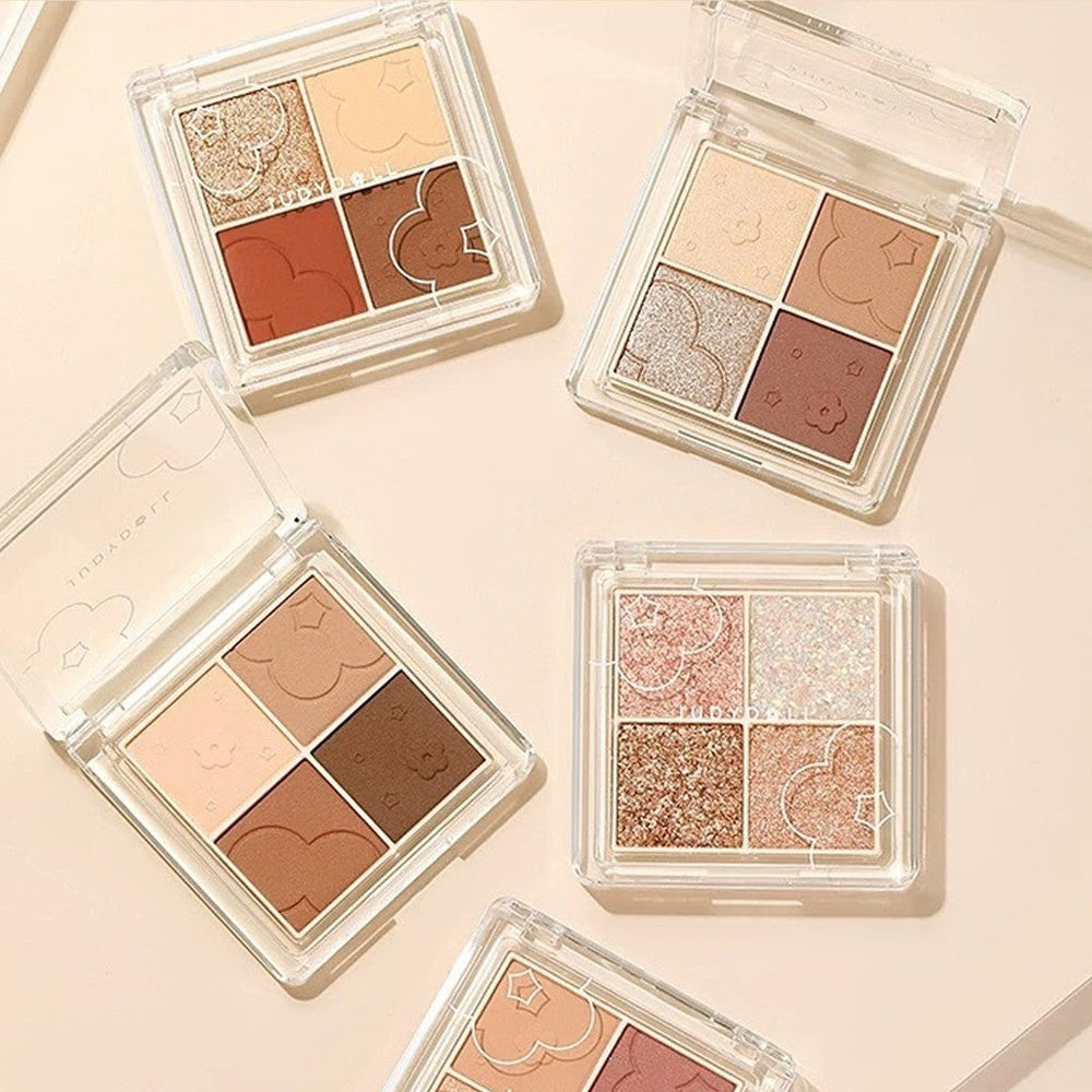 JUDYDOLL Flora Soft Cloud Series Eyeshadow Palette Judydoll 橘朵小花系列云朵4色眼影盘 朵朵盘奶茶盘大地盘 - 4 Shades