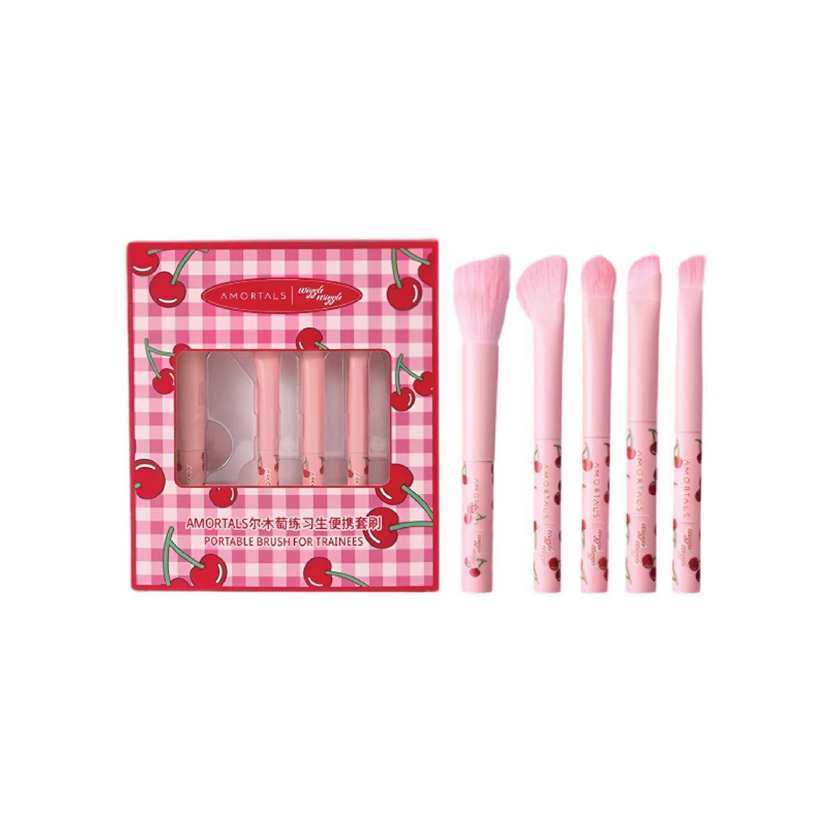 AMORTALS x Wiggle Portable Makeup Brush Set (5 Pcs) — white background
