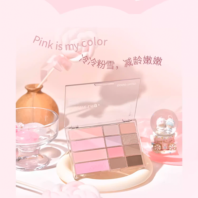 GOGO TALES Pink Mist Soft Focus Powder Blusher Eyeshadow Palette Gogotales 戈戈舞粉雾柔焦腮红眼影盘 眼影腮红二合一体盘