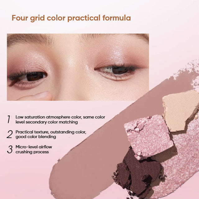 CHIOTURE Four Color Eyeshadow Palette Earth 4 Color Chio ture 稚优泉质感四色眼影盘 综合盘大地色亮片哑光