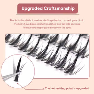 DREAM DEER Single Cluster Segmented Natural False Eyelashes Fake Eyelash 梦鹿单簇分段式假睫毛 单根自然鱼尾小恶魔 懒人三部曲