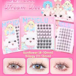 DREAM DEER Single Cluster Segmented Natural False Eyelashes Fake Eyelash 梦鹿单簇分段式假睫毛 单根自然鱼尾小恶魔 懒人三部曲