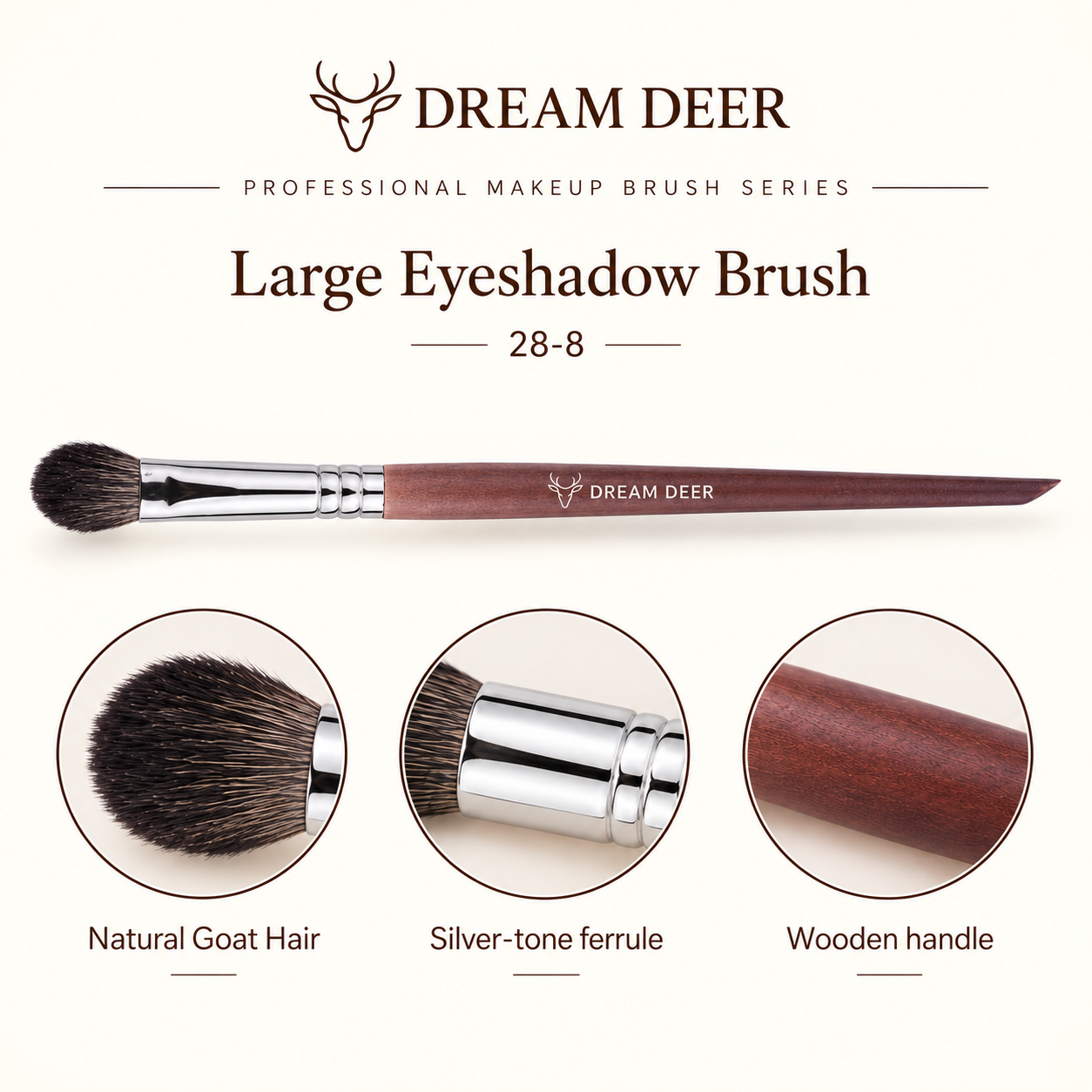 Dream Deer Large Eyeshadow Brush — Professional Series 28-8 — material details