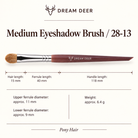 Dream Deer Medium Eyeshadow Brush — Professional Series 28-13 — measurements