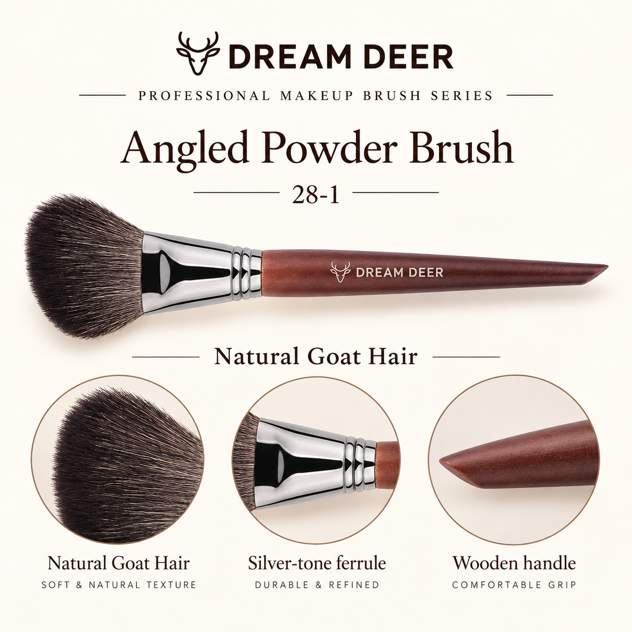 Dream Deer Angled Powder Brush — Professional Series 28-1 — material details